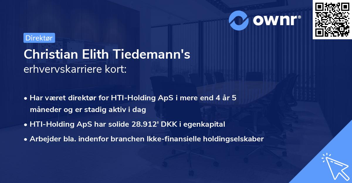 Christian Elith Tiedemann's erhvervskarriere kort
