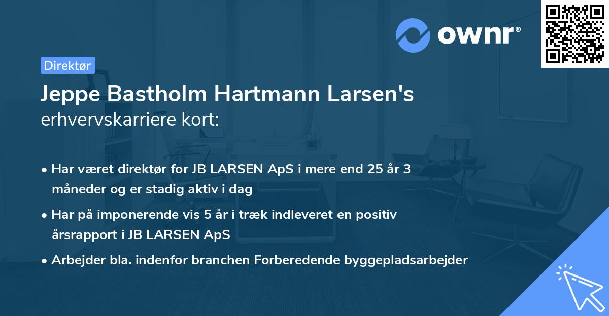 Jeppe Bastholm Hartmann Larsen's erhvervskarriere kort
