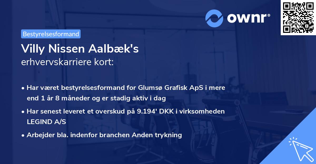 Villy Nissen Aalbæk's erhvervskarriere kort