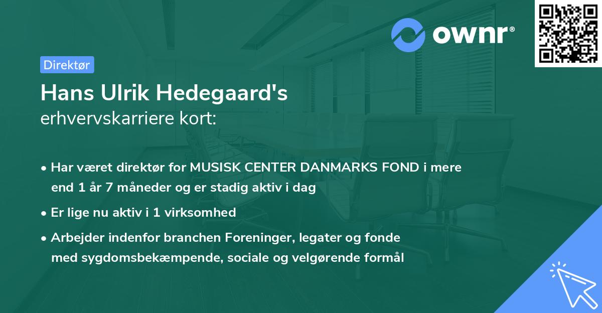 Hans Ulrik Hedegaard's erhvervskarriere kort