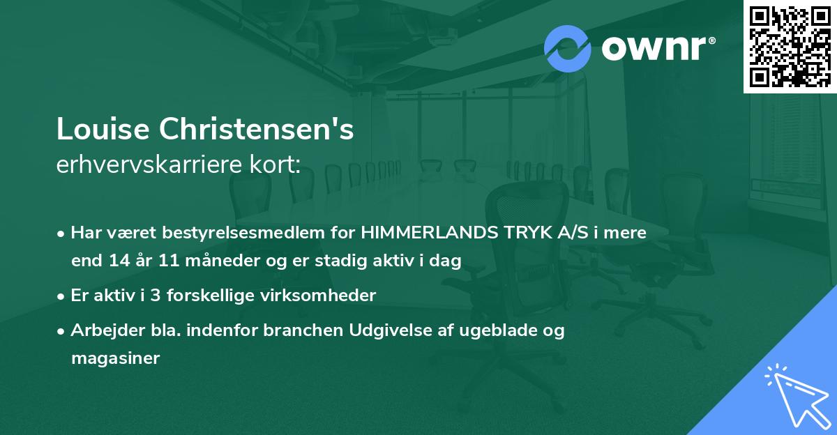 Louise Christensen's erhvervskarriere kort