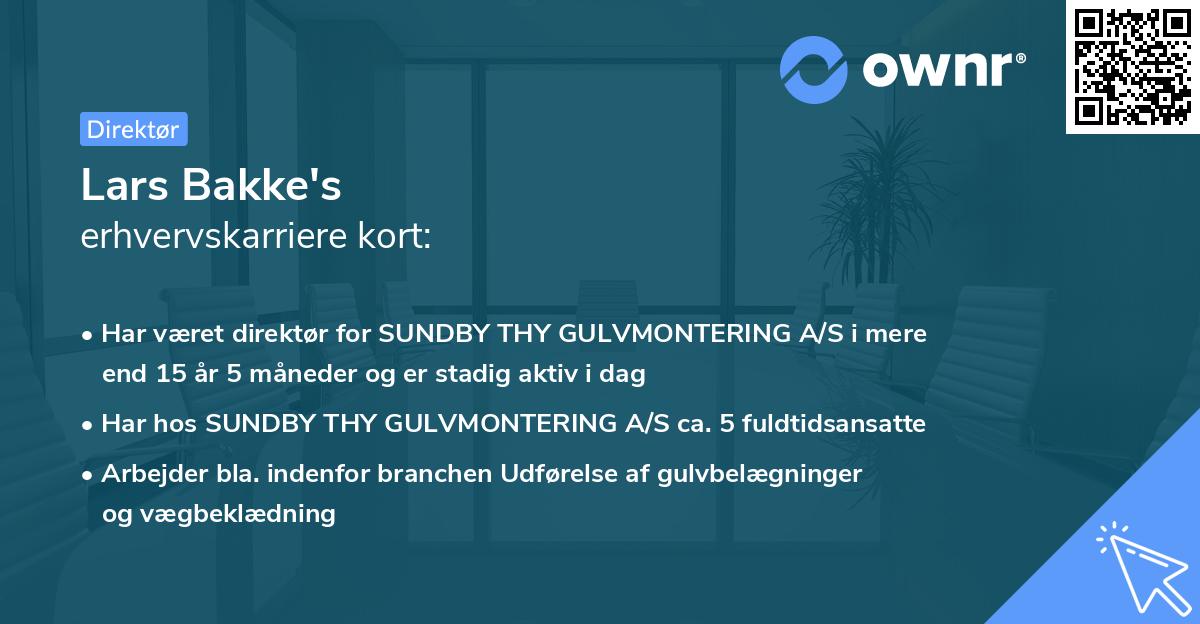 Lars Bakke's erhvervskarriere kort