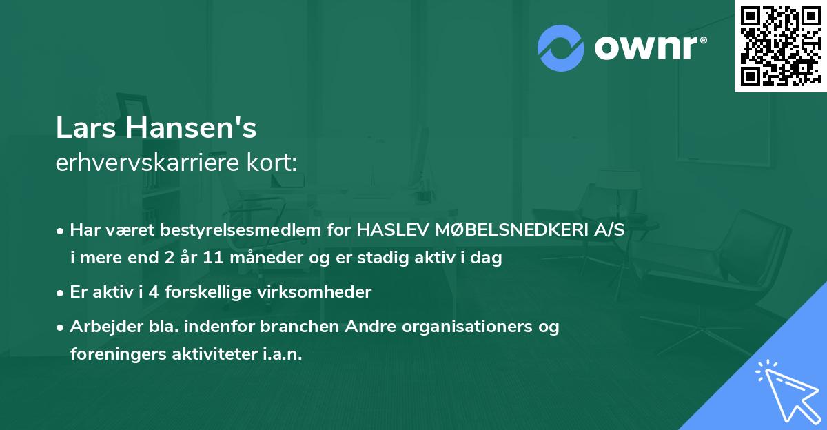 Lars Hansen's erhvervskarriere kort
