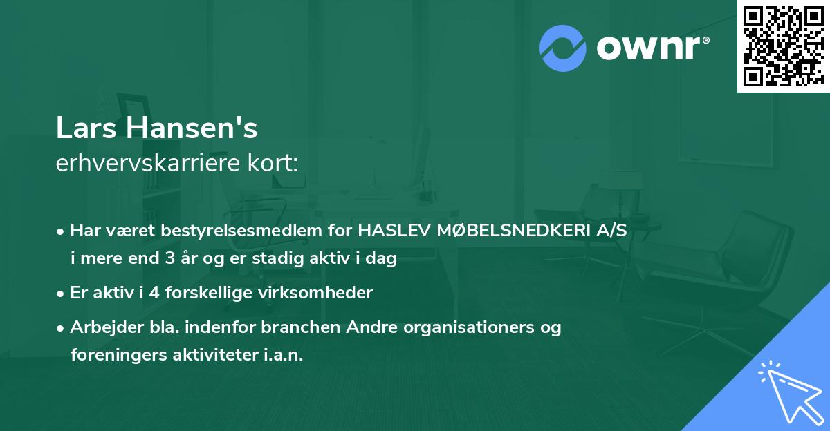 Lars Hansen's erhvervskarriere kort