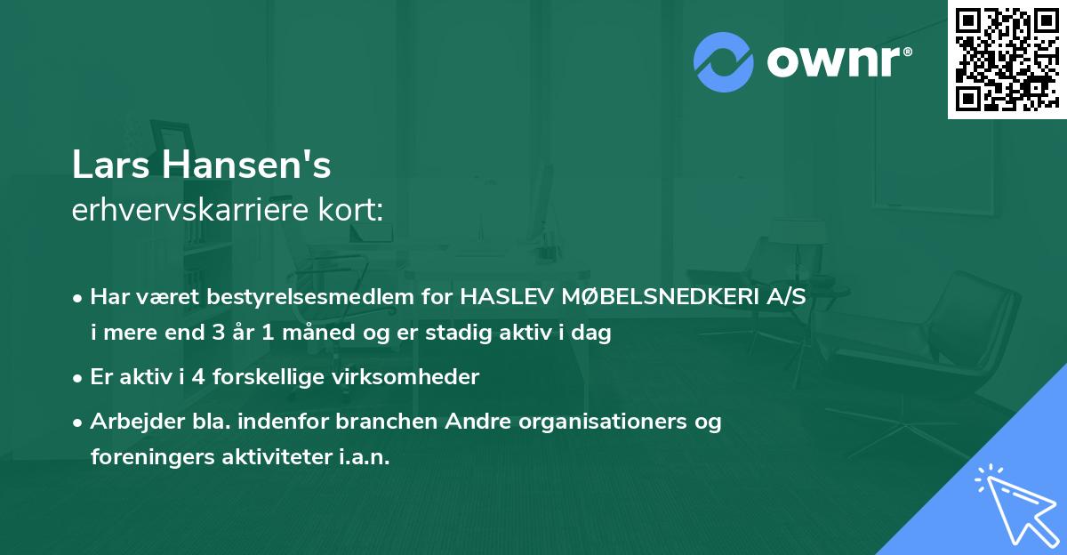 Lars Hansen's erhvervskarriere kort