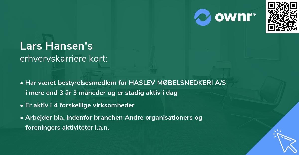 Lars Hansen's erhvervskarriere kort