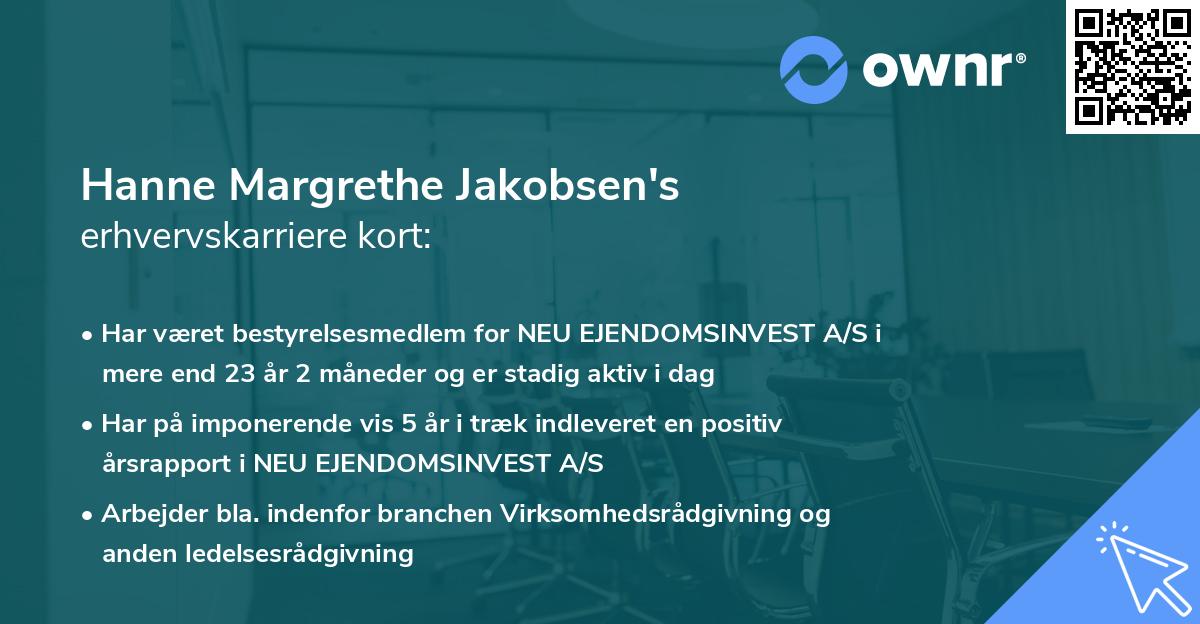 Hanne Margrethe Jakobsen's erhvervskarriere kort