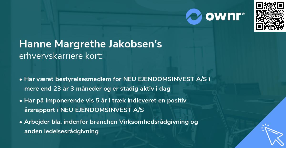 Hanne Margrethe Jakobsen's erhvervskarriere kort