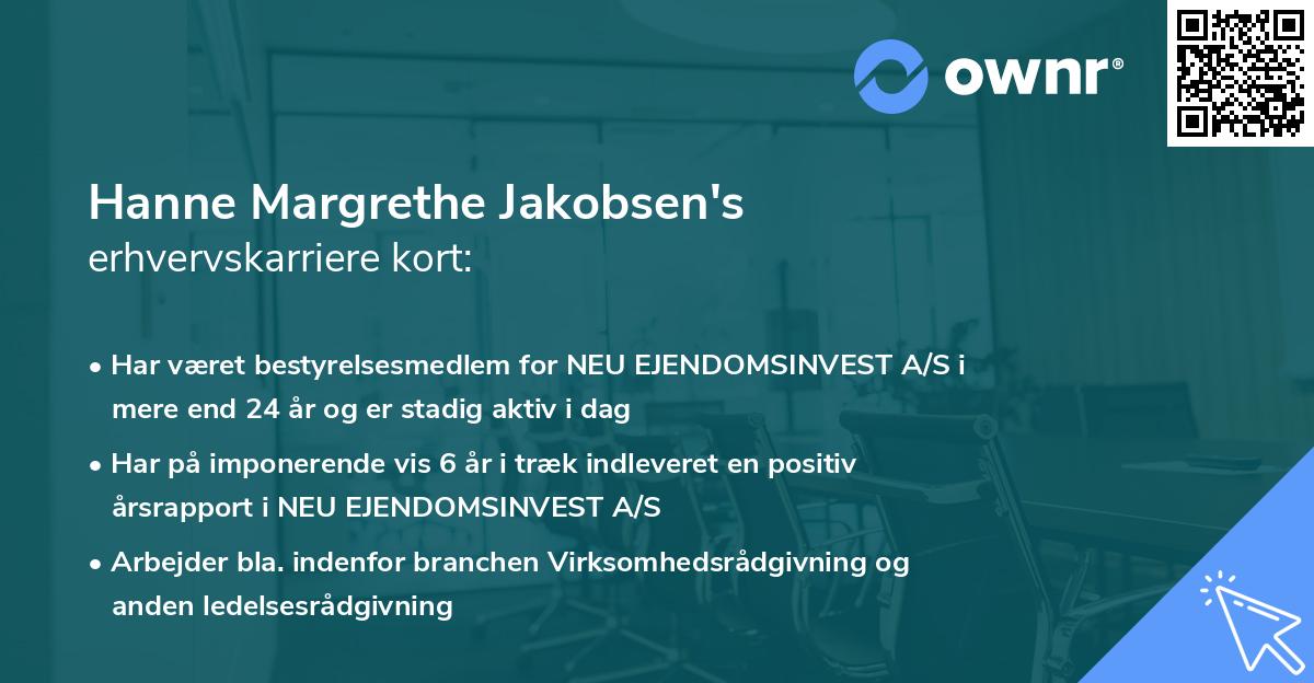 Hanne Margrethe Jakobsen's erhvervskarriere kort