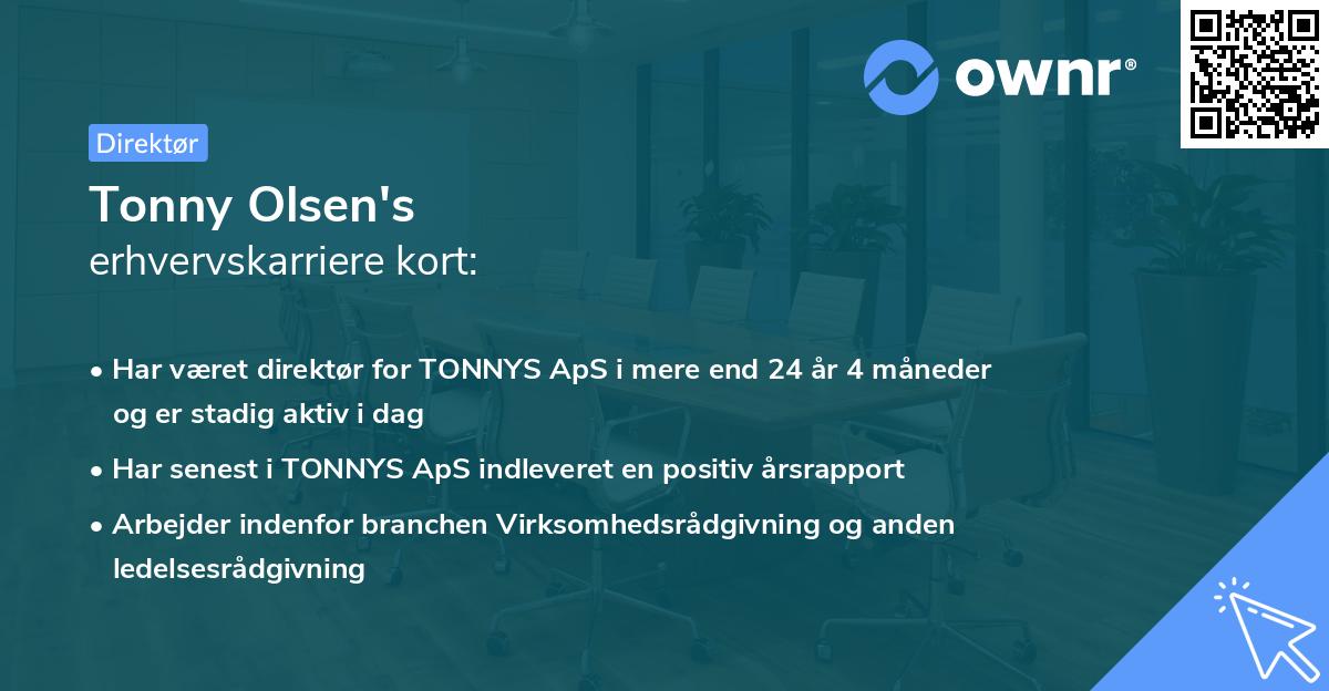 Tonny Olsen's erhvervskarriere kort