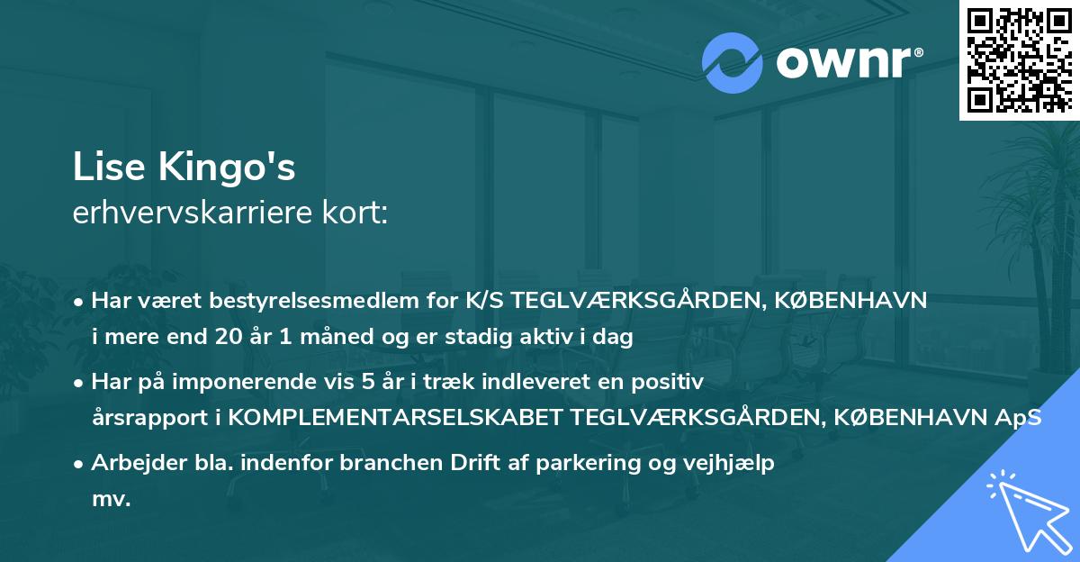 Lise Kingo's erhvervskarriere kort
