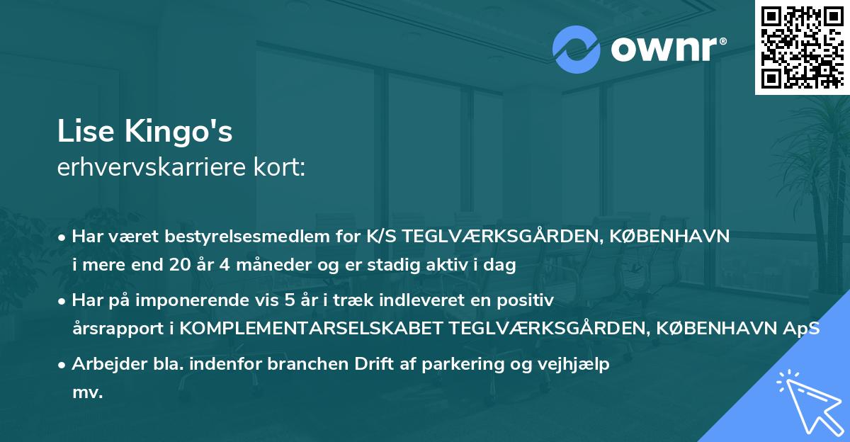 Lise Kingo's erhvervskarriere kort