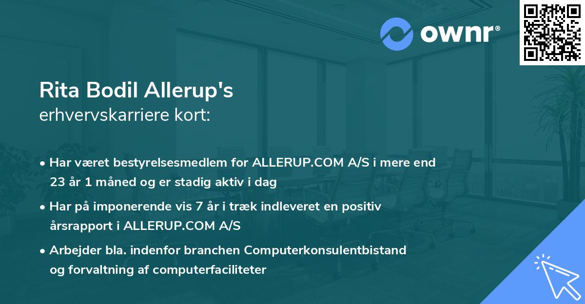 Rita Bodil Allerup's erhvervskarriere kort