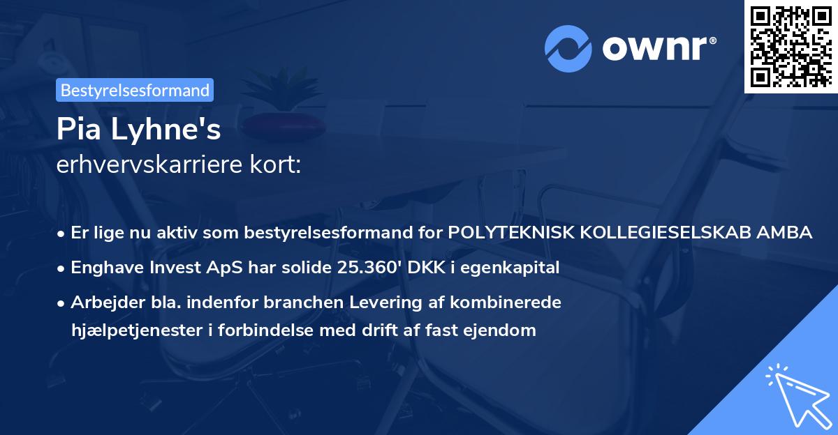 Pia Lyhne's erhvervskarriere kort