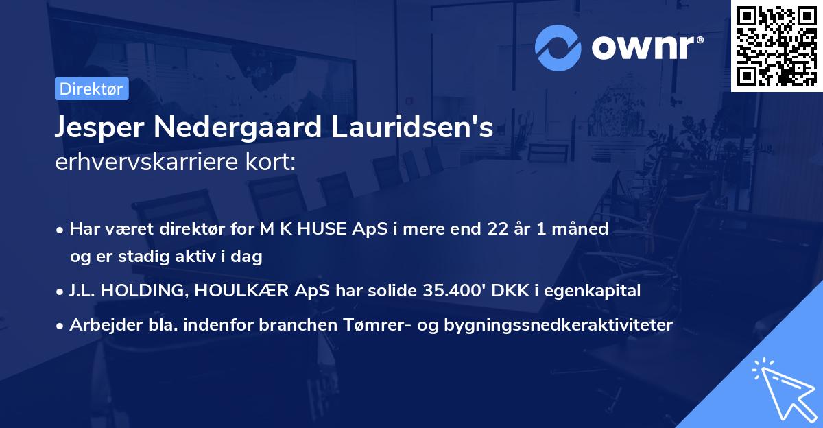Jesper Nedergaard Lauridsen's erhvervskarriere kort