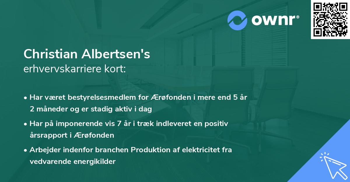 Christian Albertsen's erhvervskarriere kort