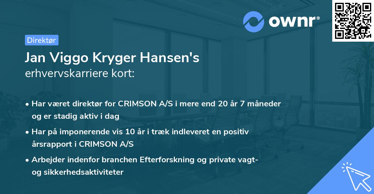 Jan Viggo Kryger Hansen's erhvervskarriere kort