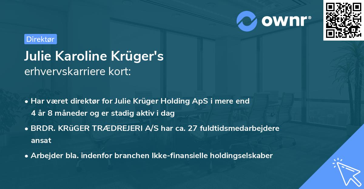 Julie Karoline Krüger's erhvervskarriere kort