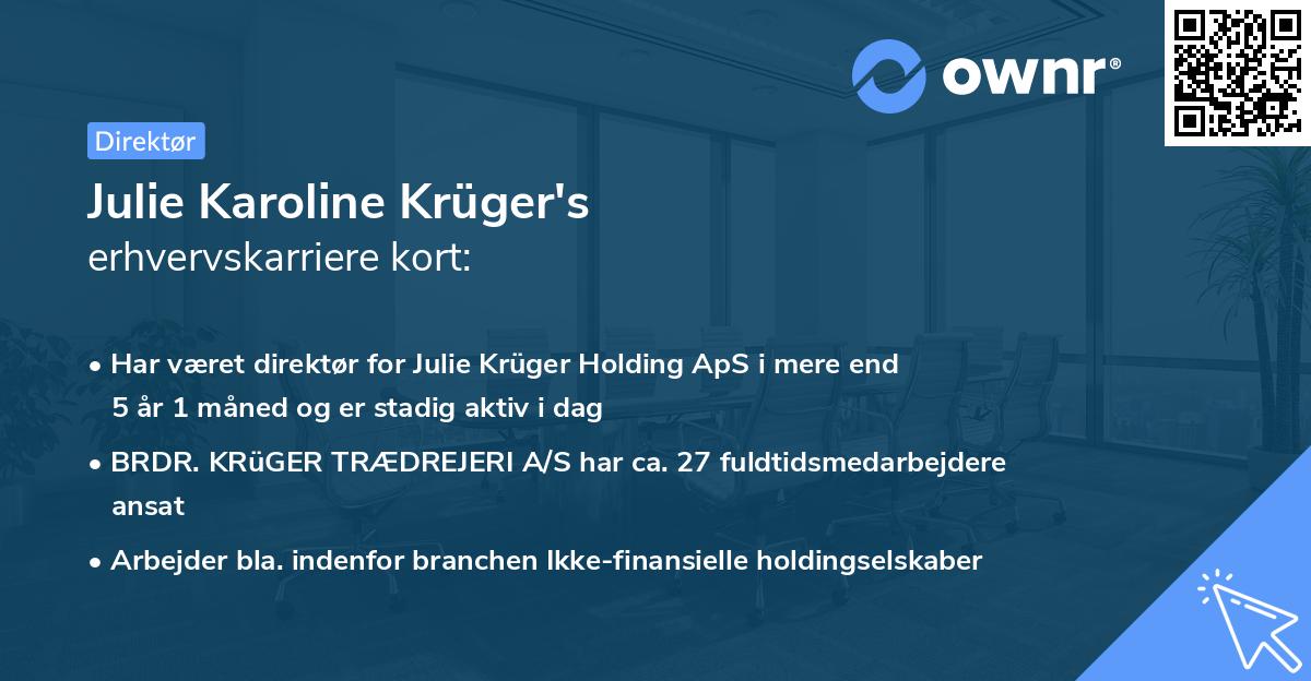 Julie Karoline Krüger's erhvervskarriere kort