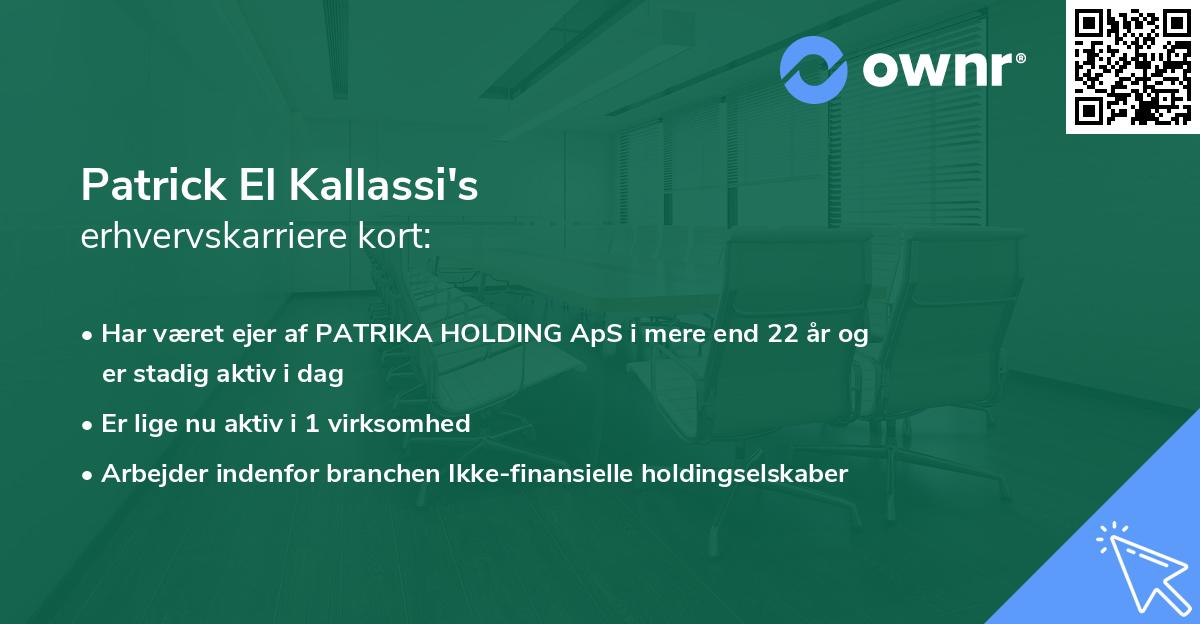 Patrick El Kallassi's erhvervskarriere kort