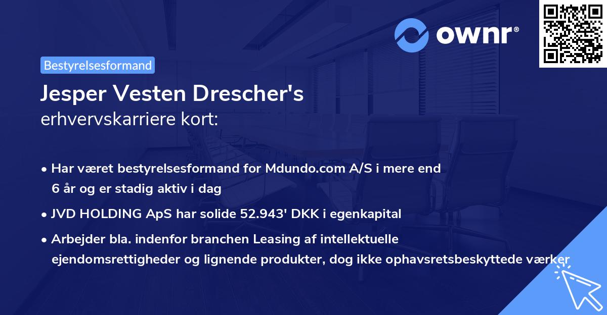 Jesper Vesten Drescher's erhvervskarriere kort