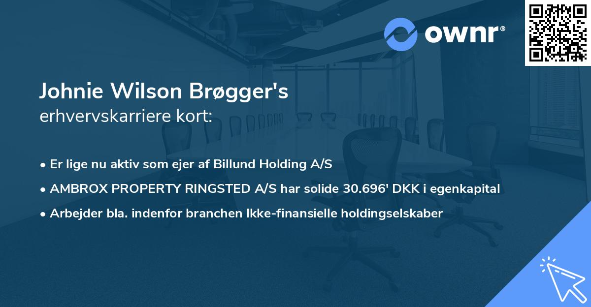 Johnie Wilson Brøgger's erhvervskarriere kort