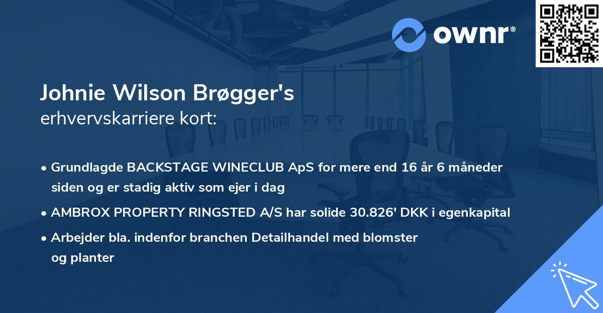 Johnie Wilson Brøgger's erhvervskarriere kort