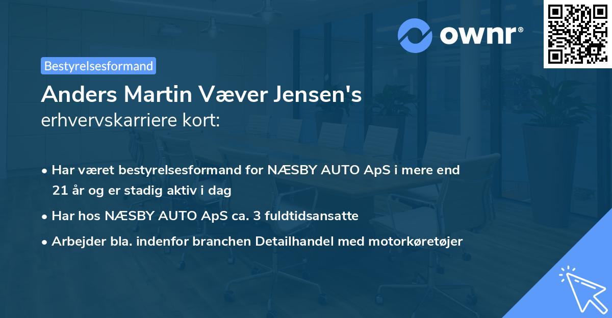 Anders Martin Væver Jensen's erhvervskarriere kort