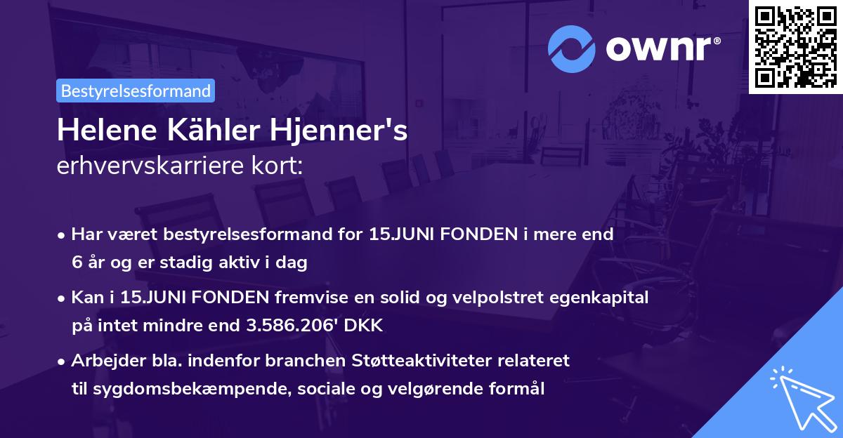 Helene Kähler Hjenner's erhvervskarriere kort