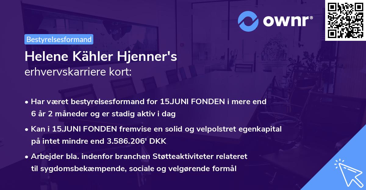 Helene Kähler Hjenner's erhvervskarriere kort