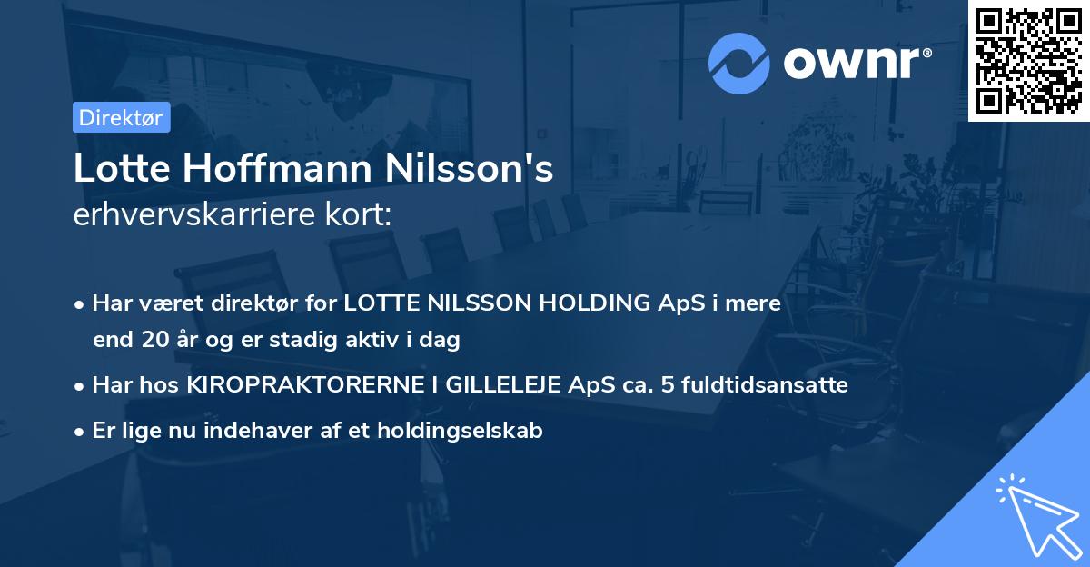 Lotte Hoffmann Nilsson's erhvervskarriere kort