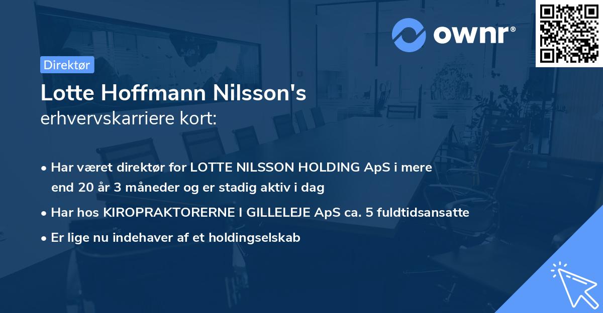 Lotte Hoffmann Nilsson's erhvervskarriere kort