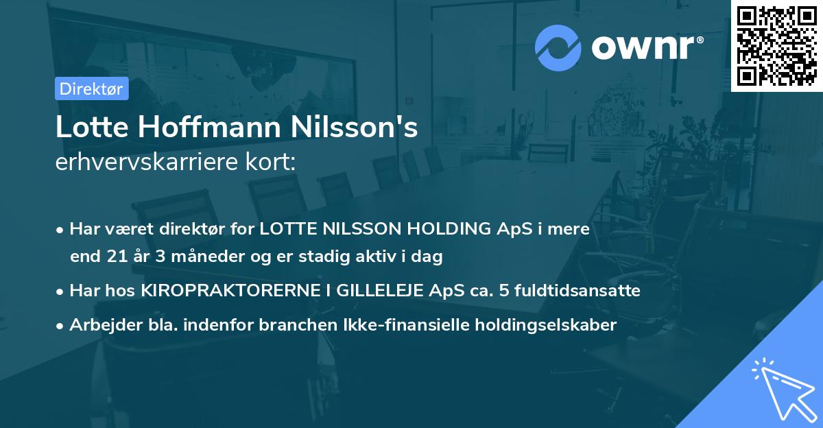 Lotte Hoffmann Nilsson's erhvervskarriere kort