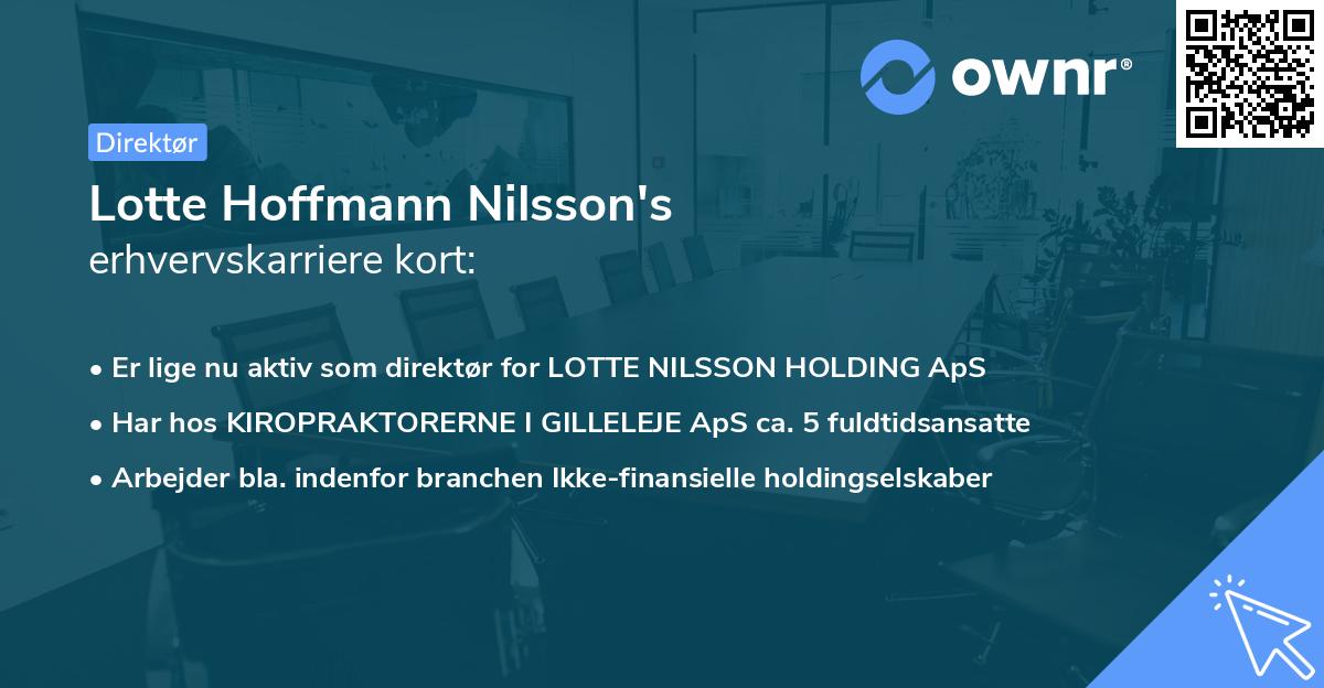 Lotte Hoffmann Nilsson's erhvervskarriere kort