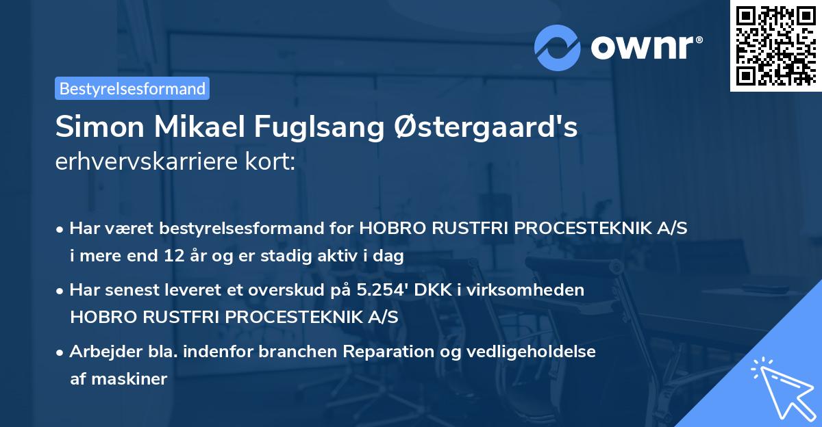 Simon Mikael Fuglsang Østergaard's erhvervskarriere kort