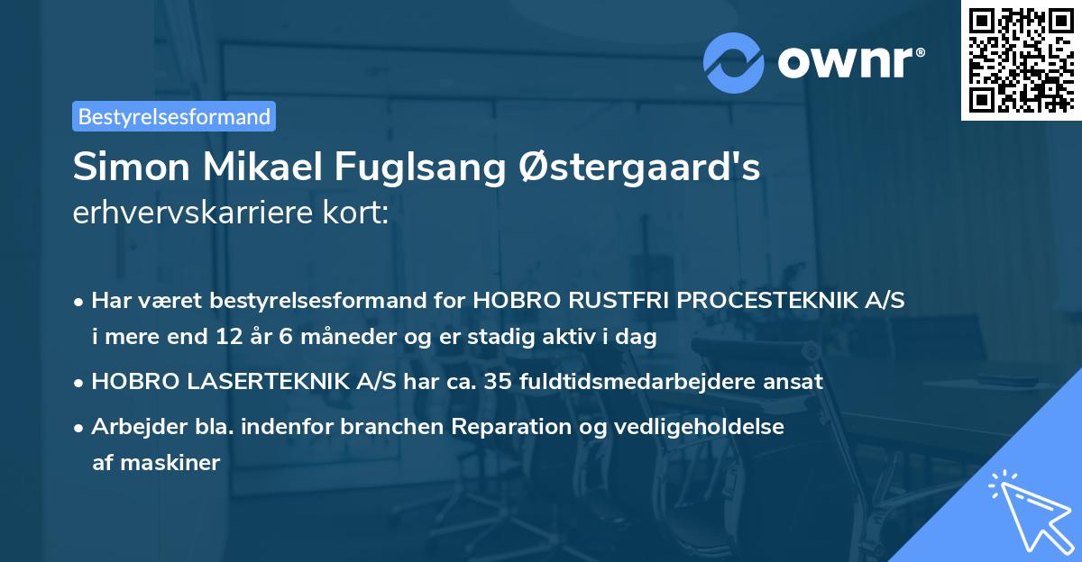 Simon Mikael Fuglsang Østergaard's erhvervskarriere kort