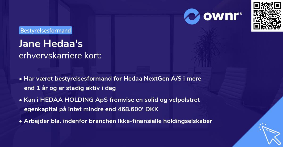 Jane Hedaa's erhvervskarriere kort