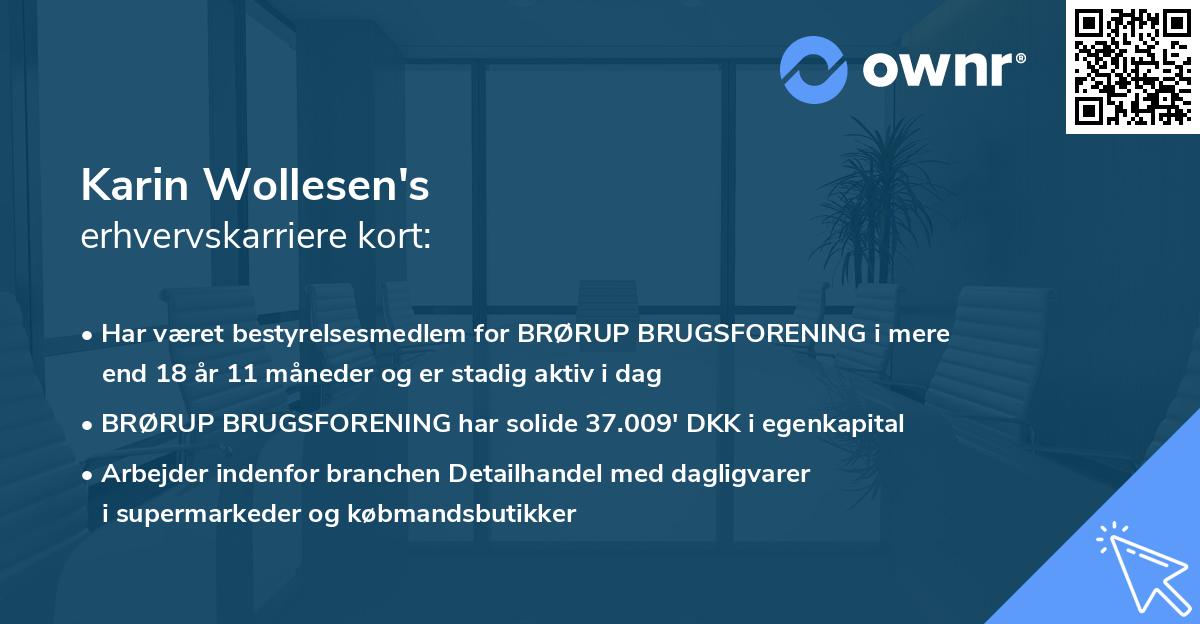 Karin Wollesen's erhvervskarriere kort