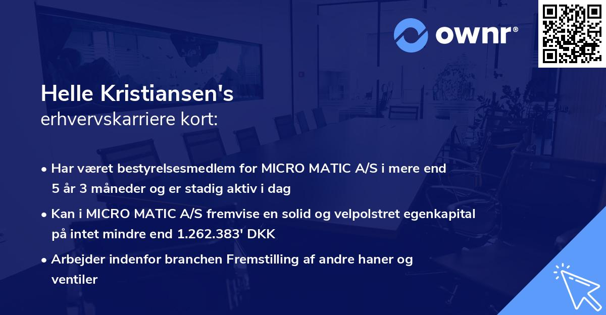 Helle Kristiansen's erhvervskarriere kort