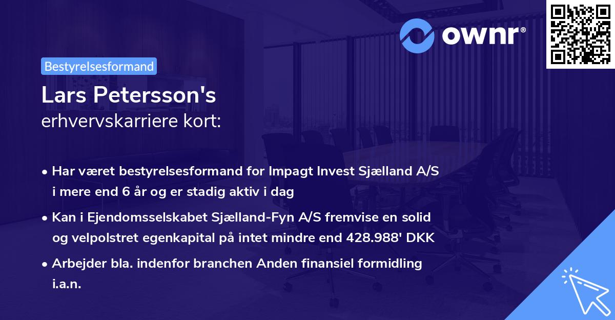 Lars Petersson's erhvervskarriere kort