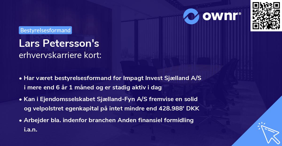 Lars Petersson's erhvervskarriere kort