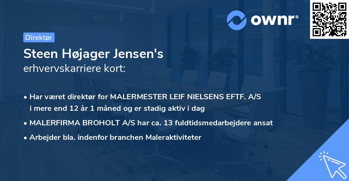 Steen Højager Jensen's erhvervskarriere kort