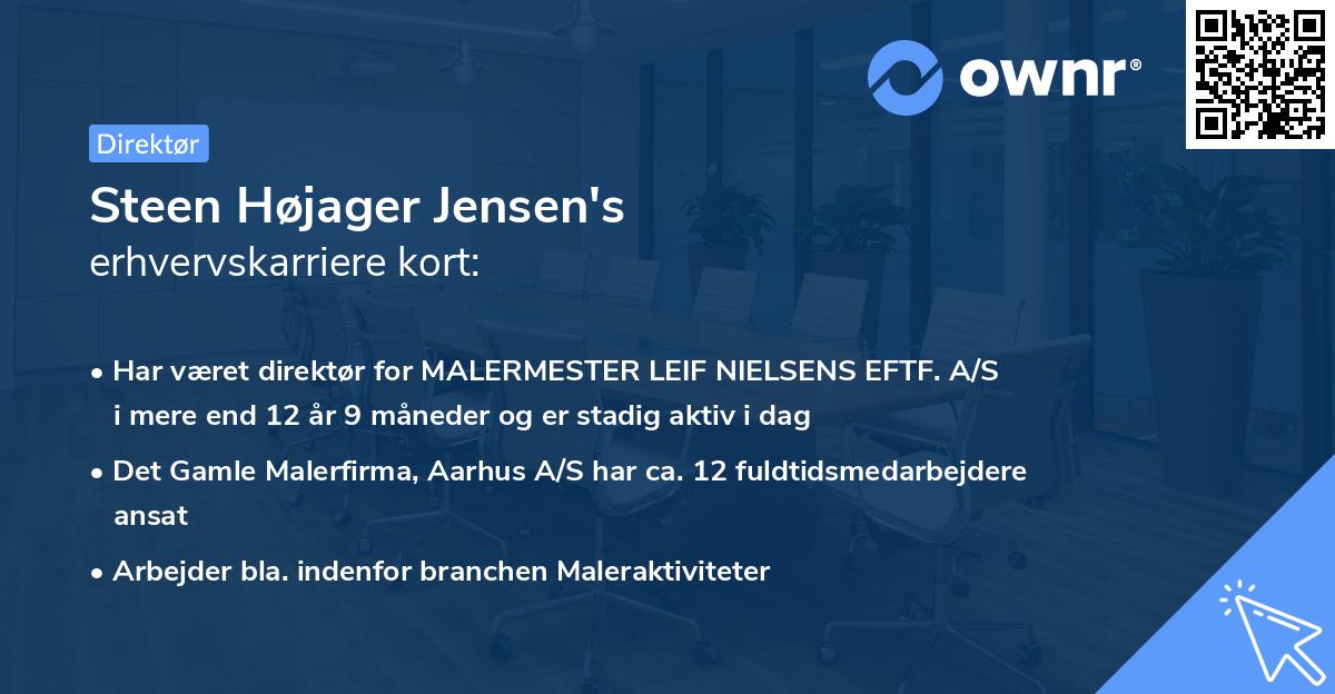 Steen Højager Jensen's erhvervskarriere kort