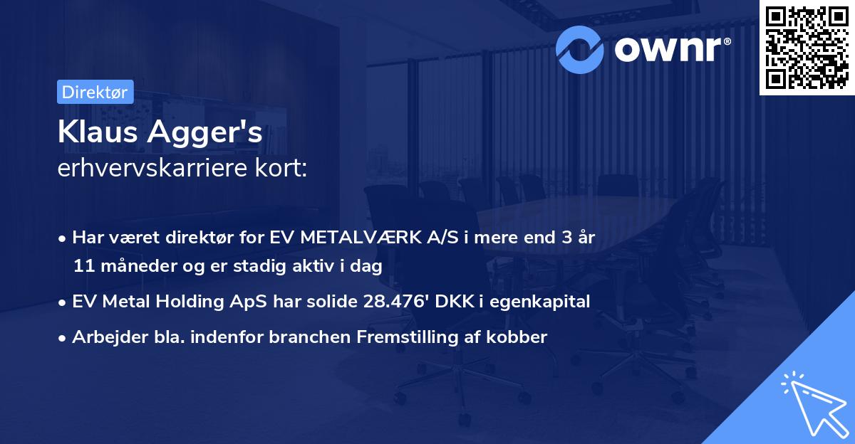 Klaus Agger's erhvervskarriere kort