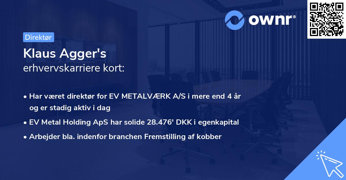 Klaus Agger's erhvervskarriere kort