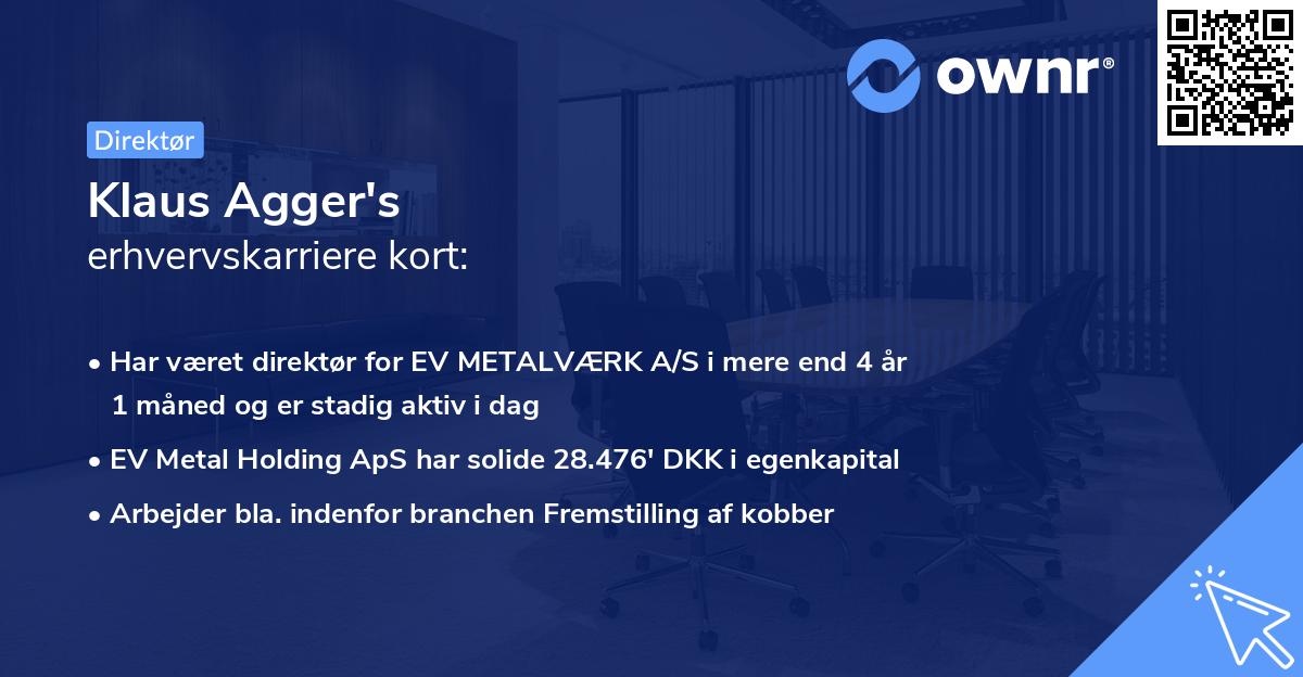 Klaus Agger's erhvervskarriere kort