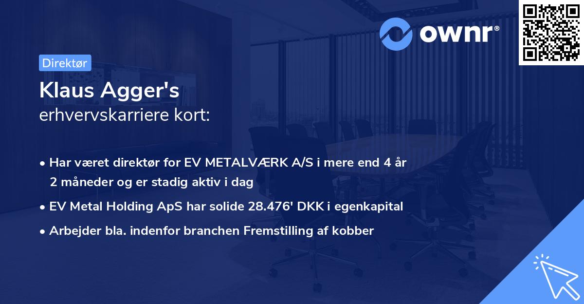 Klaus Agger's erhvervskarriere kort