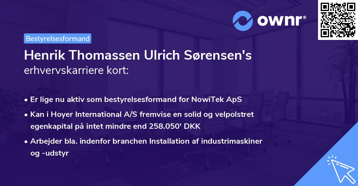 Henrik Thomassen Ulrich Sørensen's erhvervskarriere kort