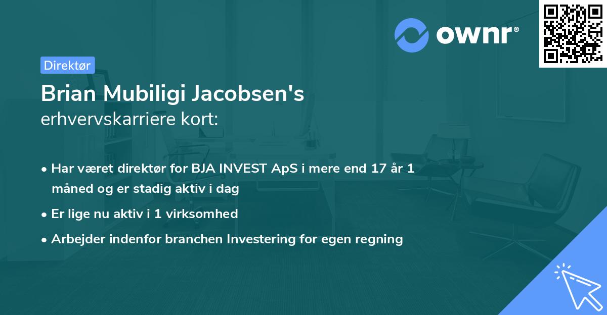 Brian Mubiligi Jacobsen's erhvervskarriere kort