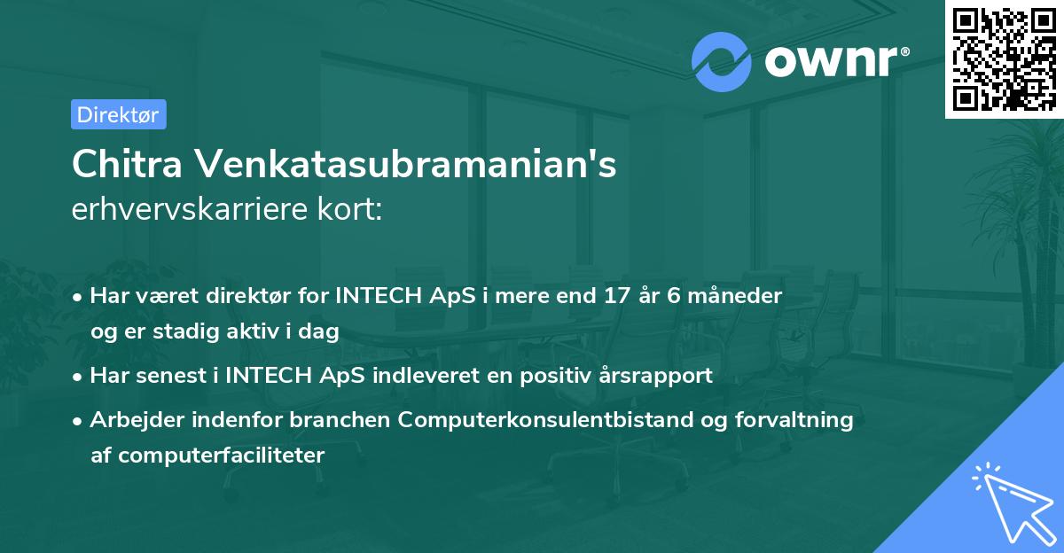 Chitra Venkatasubramanian's erhvervskarriere kort